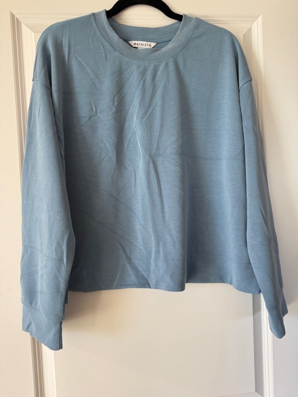 Athleta Seasoft Dusty Blue Relaxed Crew Sweatshirt